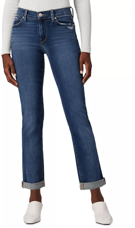  Hudson Nico Mid Rise Straight Cuffed Jeans in Elemental